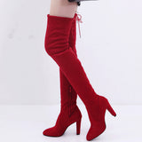 Women Stretch Faux Slim High Boots Over The Knee Boots High Heels Shoes